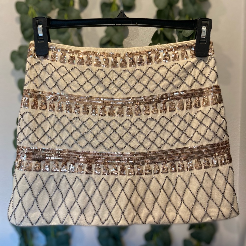 Lovemark Sequin and Beaded Mini Skirt